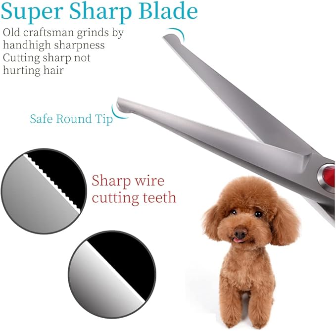 4.5" Straight Dog Scissors for Grooming Face and Paws with Safety Round Tip for Small Dogs Cats Face Paw Ears Trimmer Cat Grooming Scissors(4.5" Straight, Gray)-PurrikoPets