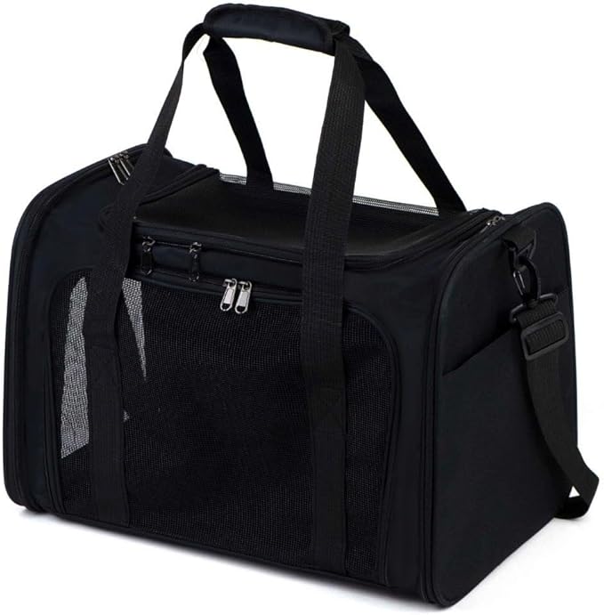 Airline Approved Soft Sided Pet Carrier for Small and Medium Dogs, Cats, and Puppies (Up to 15 lbs), Collapsible Portable Travel Bag for Dogs Cats (Black)-PurrikoPets