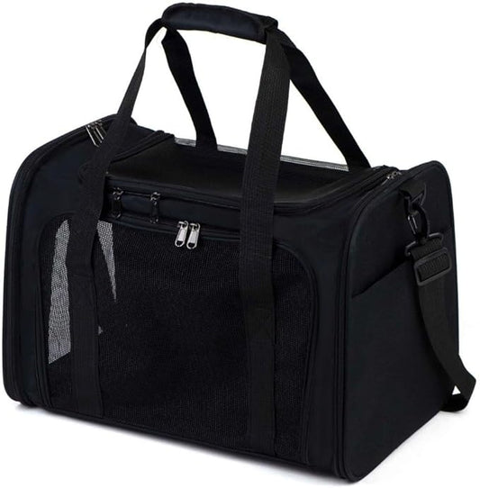 Airline Approved Soft Sided Pet Carrier for Small and Medium Dogs, Cats, and Puppies (Up to 15 lbs), Collapsible Portable Travel Bag for Dogs Cats (Black)-PurrikoPets
