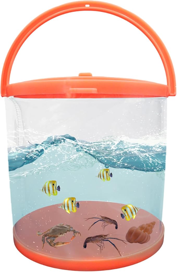 Foldable Small Aquarium, Portable Fish Tank, Fish Transport Container, Plasitc Fish Bowl, Beginner Tank, Great Concept for Catching and Release Critters, Beach, Pool and Lake-PurrikoPets
