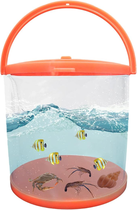 Foldable Small Aquarium, Portable Fish Tank, Fish Transport Container, Plasitc Fish Bowl, Beginner Tank, Great Concept for Catching and Release Critters, Beach, Pool and Lake (Red, Large)-PurrikoPets