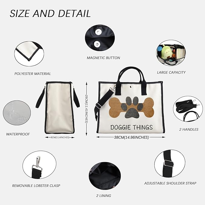 FOTAP Dog Owner Shopping Tote - Dog Park Bag and Doggie Gift-PurrikoPets