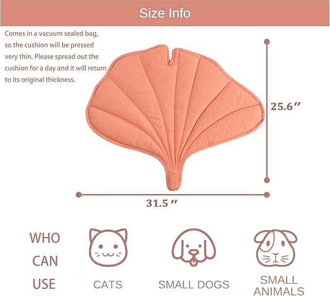 31 X 25 Inch Leaf Shaped Cotton Cat Bed Pad, Warming Cat Mat, Pet Warming Pad for Cats, Warmer Mat for Feral and Indoor Cats, 2025 Enlarged and Thickened Leaf Beds-PurrikoPets