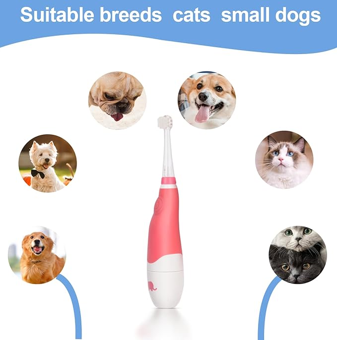 Dog/Cat Electric Toothbrush, Pet Electric Toothbrush with Searchlight/Soft Bristles, Suitable for Small Dogs and Cats-PurrikoPets