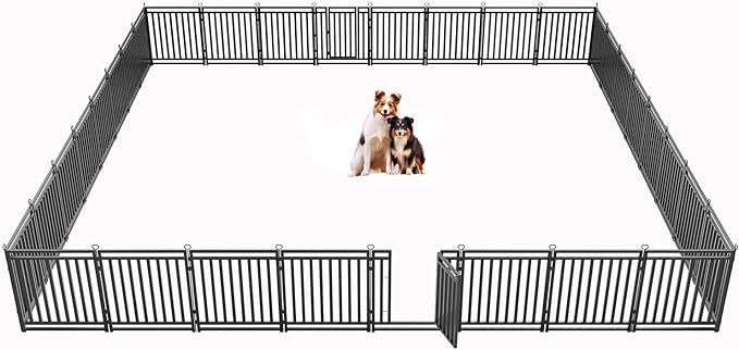 Dog Fence Outdoor Indoor, 32" Inch Height 32 Panels Dog Playpen for Large/Medium/Small Dogs Metal Dog Pen for Yard Camping and RV | Black-Silver-PurrikoPets