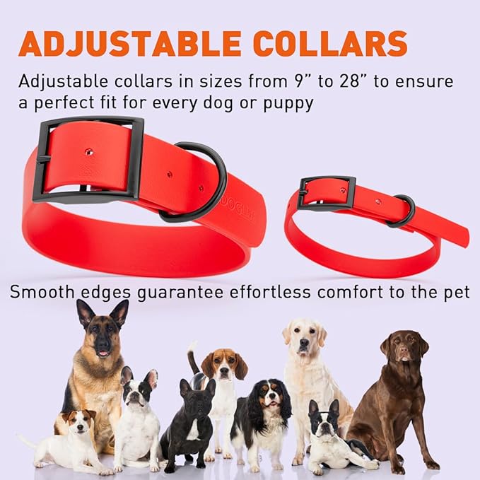 Dogline Biothane Waterproof Dog Collar Strong Coated Nylon Webbing with Black Hardware Odor- Proof for Easy Care Easy to Clean High Performance Fits Small Medium or Large Dogs, Cherry Red-PurrikoPets