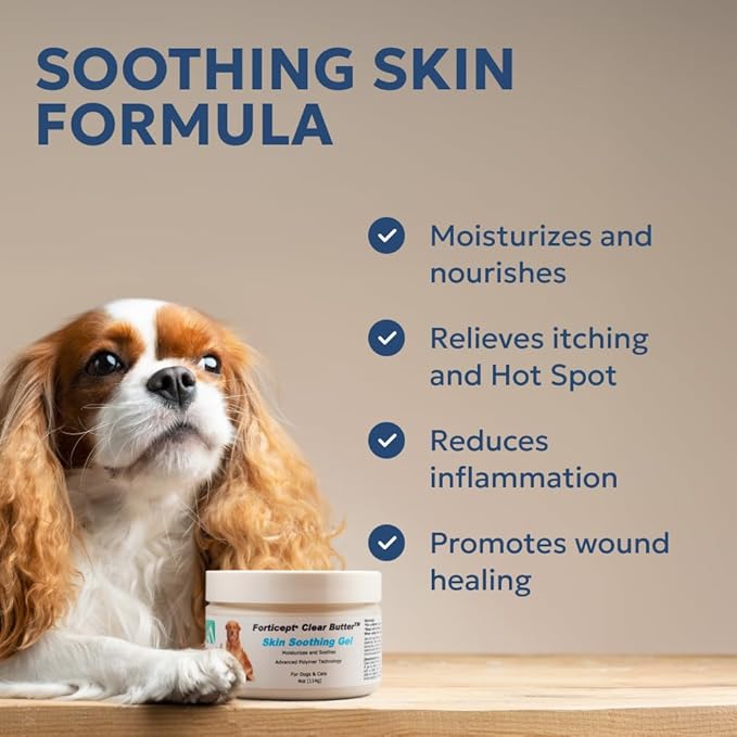 Forticept Clear Butter Dog Hot Spot Treatment Hydro Gel, Heals Dog Wound, Helps with Skin Yeast Infections, Ringworm, Insects Bites, Cuts, Rashes, Skin Allergy, 4 Ounces-PurrikoPets
