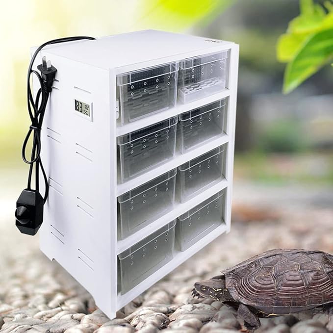 8-Grid Acrylic Pet Breeding Box,Large Reptile Enclosure with Hygrometer&Heating Pad,Lizard Spider Snake Tortoise Cage Pet Snake Terrarium Tank Multipurpose Multipurpose Feeding Box,White.-PurrikoPets