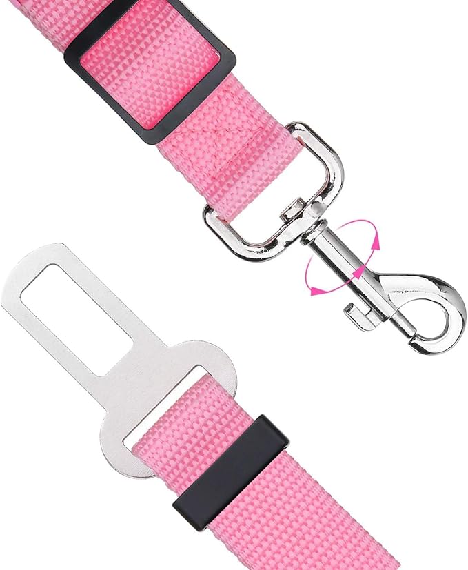Elisel Elisel 2 Packs Adjustable Length Pet Dog Cat car seat Belt Pet seat Belt Pet Accessories for Dogs Cats and Pets (Pink)-PurrikoPets