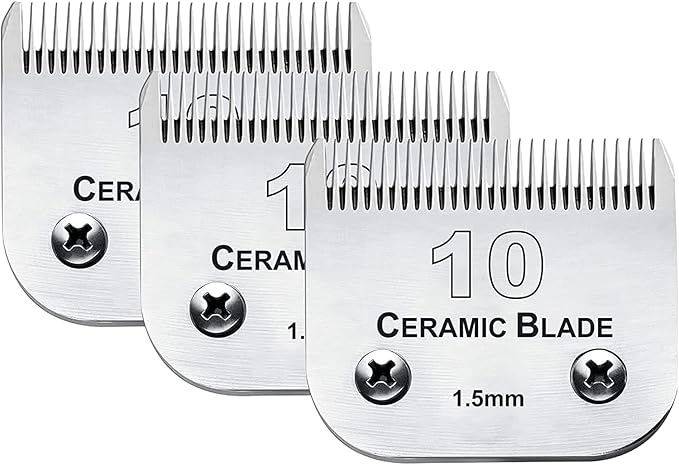 3 Pack 10 Blade Dog Grooming Blades Compatible with Andis Clippers/Oster A5/Wahl KM,Detachable Stainless Steel Blade,Size-10, 1/16-Inch Cut Length-PurrikoPets
