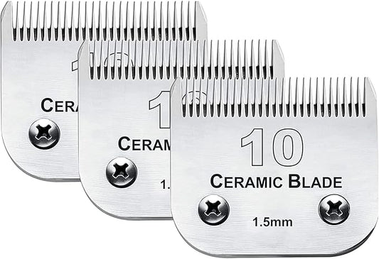 3 Pack 10 Blade Dog Grooming Blades Compatible with Andis Clippers/Oster A5/Wahl KM,Detachable Stainless Steel Blade,Size-10, 1/16-Inch Cut Length-PurrikoPets