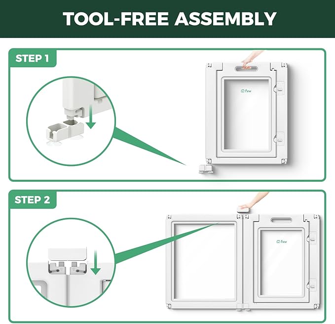 FXW AuraSpace Acrylic Indoor Unleashed Dog Playpen for Small and Medium Dogs, 30 Inch, 16 Panels, White-PurrikoPets