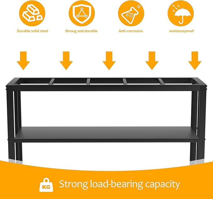 Akenow 55-75 Gallon Fish Tank Stand with Storage Shelf, 48.5 x14.9 x 29.2 Inch Aquarium Stand, Turtle Tank, Reptile Terrariums and Breeder Tank Stand,980LBS Capacity, Black-PurrikoPets