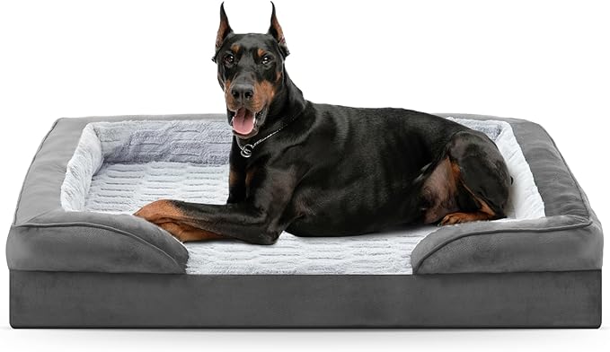 FURTIME Orthopedic Dog Bed for Extra Large Dogs - XL Waterproof Dog Sofa Bed, Ultra Comfy Supportive Foam Pet Bed with Removable Washable Cover, Jumbo Dog Bed with Nonskid Bottom-PurrikoPets