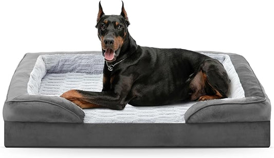 FURTIME Orthopedic Dog Bed for Extra Large Dogs - XL Waterproof Dog Sofa Bed, Ultra Comfy Supportive Foam Pet Bed with Removable Washable Cover, Jumbo Dog Bed with Nonskid Bottom-PurrikoPets