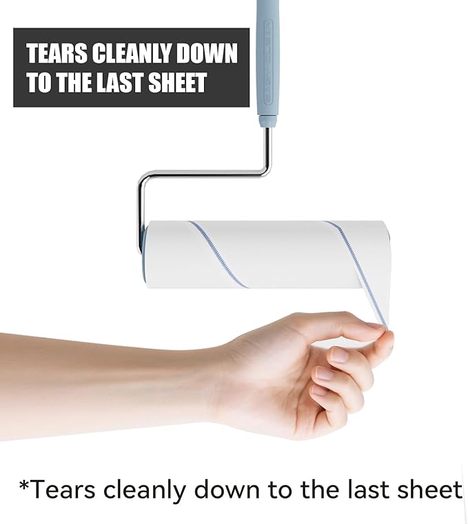 Extra Sticky Large Surface Lint Roller, 6.3'' Giant Lint Roller for Pet Hair, 360 Sheets/ 4 Refills, Long Handle Lint Remover for Clothes, Furniture (1 Roller + 360 Sheets)-PurrikoPets