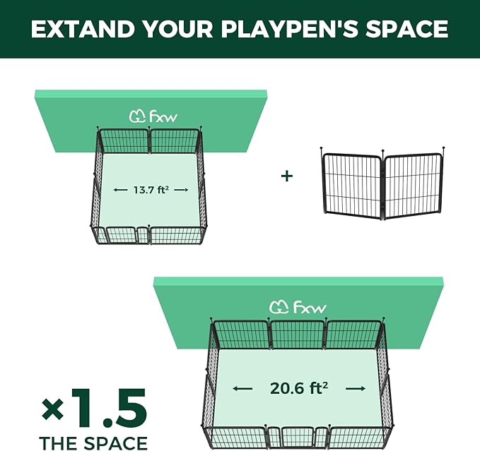 FXW Rollick Unleashed Dog Playpen for Indoor, Yard, RV Camping, 24 inch 2 Panels for Small and Puppy Dogs, Black│Patented-PurrikoPets