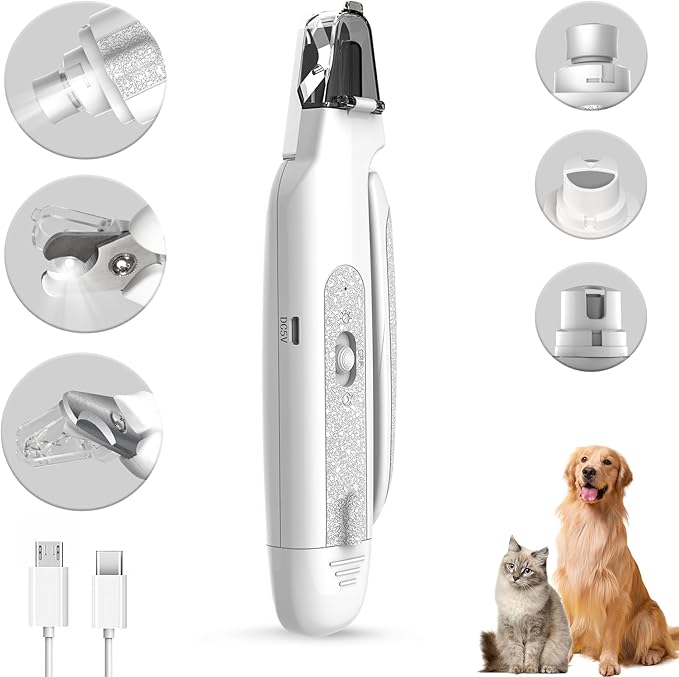 2-in-1 Cat Nail Clippers & Dog Nail Clippers Trimmers for Large Medium Small Dogs Cats Claw Trimmer Quick Sensor and Safety Guard USB Rechargeable with 2 LED Lights Dogs Nail Trimmer-PurrikoPets