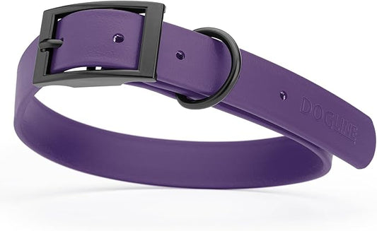 Dogline Biothane Waterproof Dog Collar Strong Coated Nylon Webbing with Black Hardware Odor- Proof for Easy Care Easy to Clean High Performance Fits Small Medium or Large Dogs, Violet Purple-PurrikoPets
