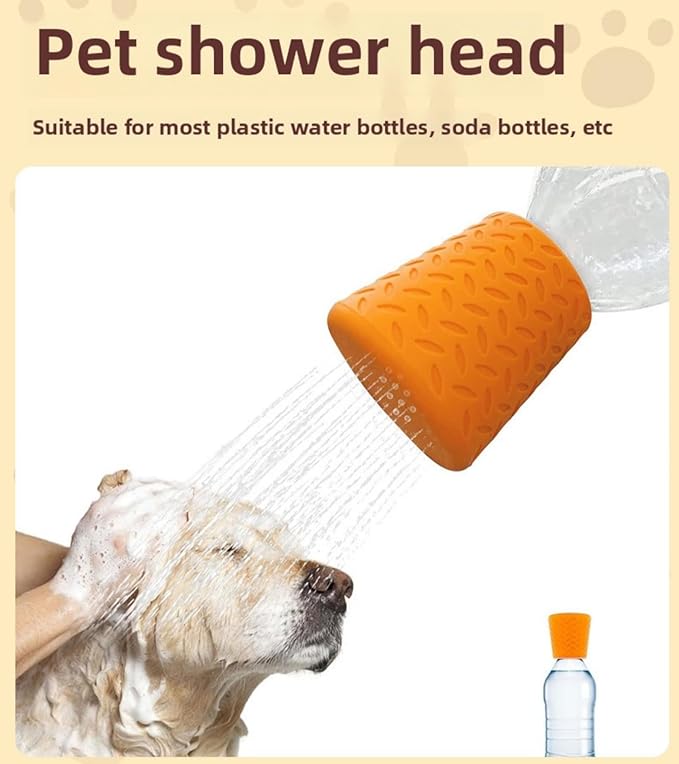 3 Piece Portable Outdoor Shower for Dogs Bottle Attachment Outdoor Sprayer Accessory for Most Plastic Water Bottles, Suitable for Bathing Pets During Outdoor Activities Camping.(Orange+Blue+Green)-PurrikoPets