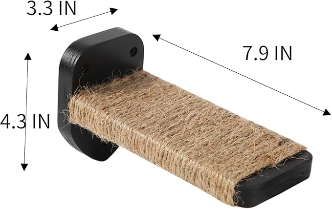 3 Pcs Cat Steps and Perches for Wall, Climbing Shelf With Hemp Rope, Wall-Mounted Furniture Set With Scratching Pads for Playing (Black)-PurrikoPets