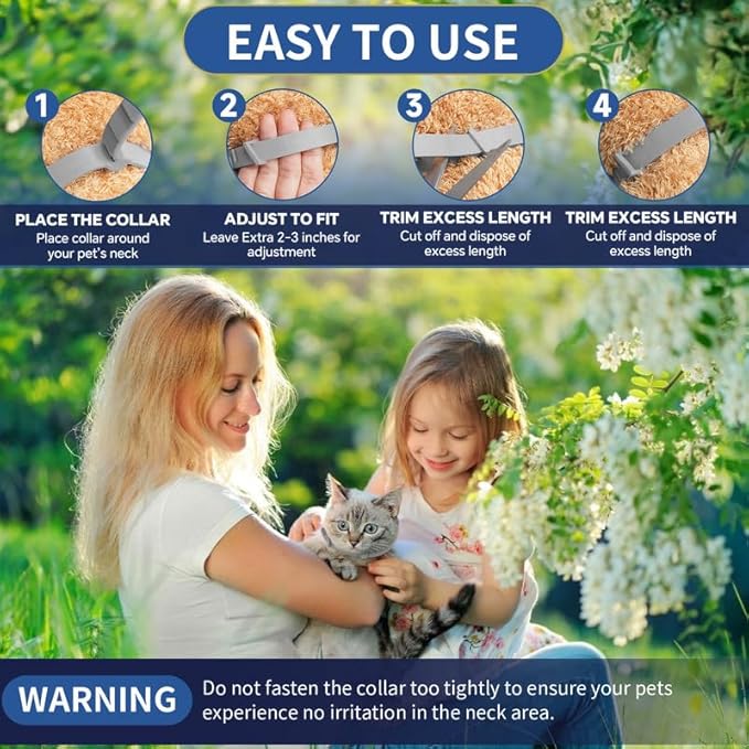 4 Pack Flea Collar for Cats, 32 Months Flea and Tick Prevention for Cats, Waterproof Cat Flea Collar, Natural Cat Flea and Tick Treatment, Adjustable Flea and Tick Collar for Cats Kittens(4 Colors)-PurrikoPets