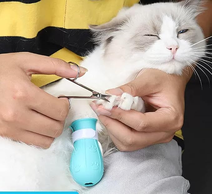 8 Piece Cat Grooming Supplies ，Adjustable Multifunctional Anti-Bite Shower net Bag，Cat Claw Covers，Cat Bath Brush and Cat Nail Clipper(Grey-B)-PurrikoPets