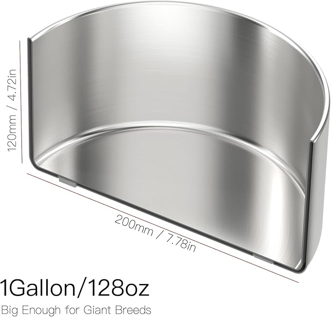 1Gallon Double Layer 304 Stainless Steel Dog Bowl - Insulated & Durable | Non-Slip Base | Easy to Clean | BPA-Free Safe Dog Water Bowl[128oz for Large Giant Breeds]-PurrikoPets