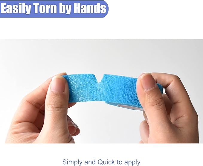 9 Pack 1" x 5 Yards Self Adhesive Bandage Wrap Self Stick Wrap for Ankle, Wrist, Finger, Sports, Breathable Cohesive Vet Tape for Pets (Light Blue)-PurrikoPets