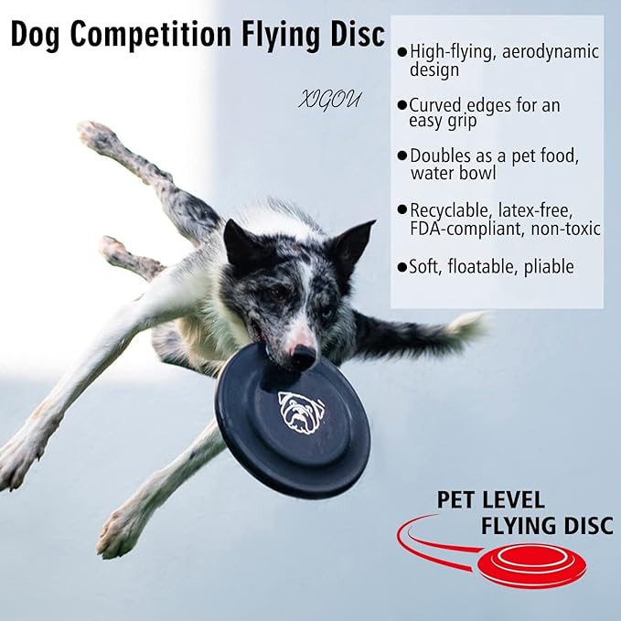 Dog Flying Disc, 3 Pcs Competition Dog Flyer Toy, Soft Indestructible Rubber Lightweight Flying Discs Toy for Dogs - Floats On Water, Gentle On Teeth and Gums-PurrikoPets