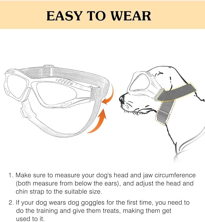 Dog Goggles Large Breed, UV Protection Dog Sunglasses with Sponge Pad and Adjustable Strap, Windproof Dustproof Anti-Fog Eye Protection Glasses for Outdoor Driving Riding, Black-PurrikoPets