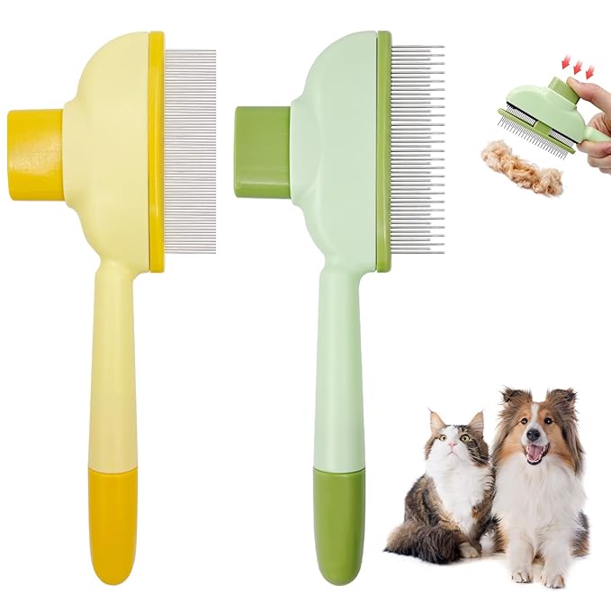 Flea Comb for Cats Dogs Brush for Shedding Pet Hair Removal Comb with Long & Short Stainless Steel Teeth for Deshedding-PurrikoPets