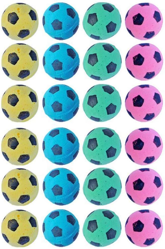 Foam Sponge Soccer Ball Cat Toy Interactive Cat Toys Independent Pet Kitten Cat Exrecise Toy Balls for Real Cats Kittens, Soft, Bouncy and Noise Free (24 Pack)-PurrikoPets