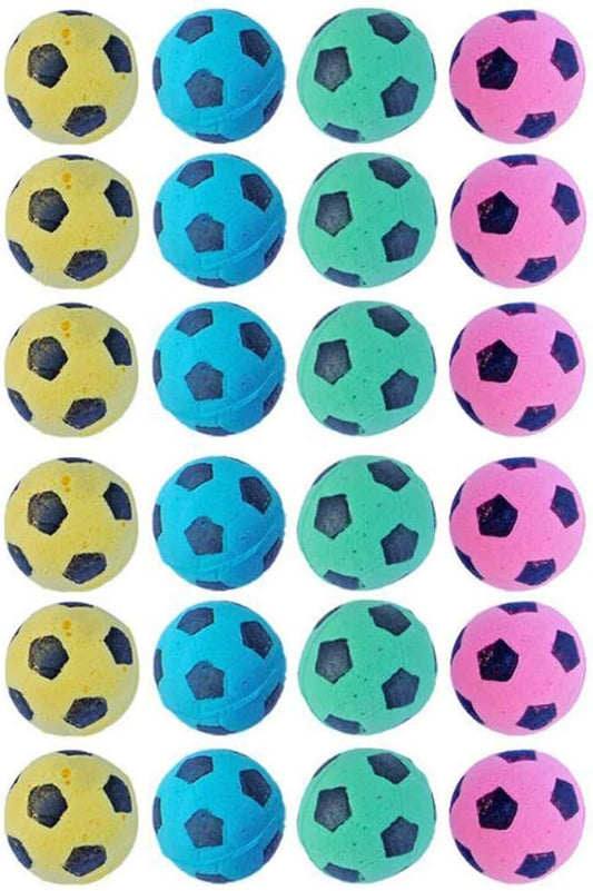 Foam Sponge Soccer Ball Cat Toy Interactive Cat Toys Independent Pet Kitten Cat Exrecise Toy Balls for Real Cats Kittens, Soft, Bouncy and Noise Free (24 Pack)-PurrikoPets