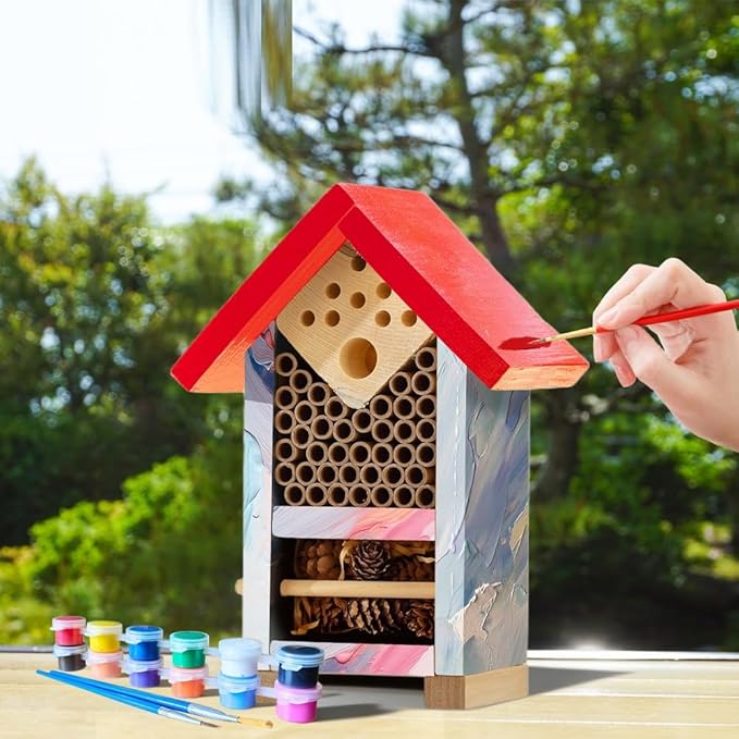 2 PK Premium Bug Hotel Kit Cedar Wood Insect Hotel - DIY Insect House Kit to Build - Backyard Bee House, Nesting Habitat Shelters, Garden Shelter for Bees, Butterflies, Bugs,Heavy Duty Thickness-PurrikoPets