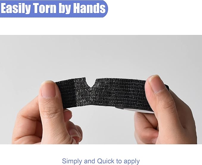 9 Pack 1" x 5 Yards Self Adhesive Bandage Wrap Self Stick Wrap for Ankle, Wrist, Finger, Sports, Breathable Cohesive Vet Tape for Pets (Black)-PurrikoPets