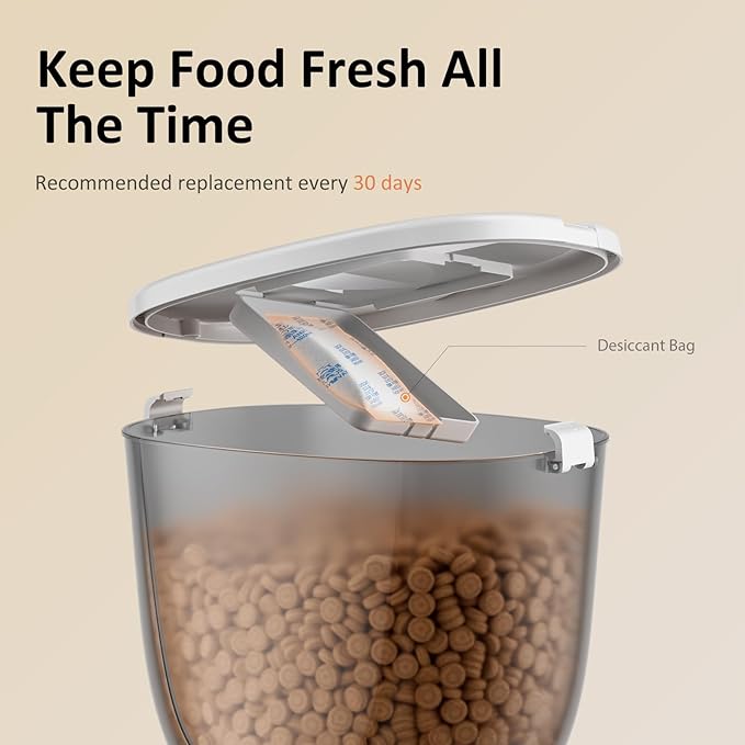 5L/21 Cup Automatic Cat Feeder, Timed Cat Food Dispenser, Automatic Pet Feeders Up to 6 Meals 1-20 Portion, Dual Power Supply Cats Feeder with Stainless Steel, Pet Dry Food Dispenser for Cats & Puppy-PurrikoPets