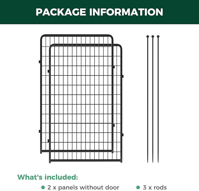 FXW Rollick Unleashed Dog Playpen for Indoor, Yard, RV Camping, 50 inch 2 Panels for Large Dogs, Black│Patented-PurrikoPets