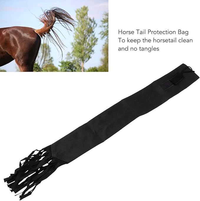 GLOGLOW Horse Tail Bag, Design Horse Tail Guard with Fringe for Keep Tail and Protected (Black)-PurrikoPets