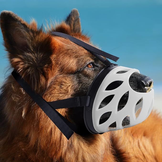 Dog Muzzle, Breathable Basket Muzzles for Small, Medium, Large and X-Large Dogs, Prevent Barking, Biting, Chewing Dog Mouth Cover Gray-PurrikoPets