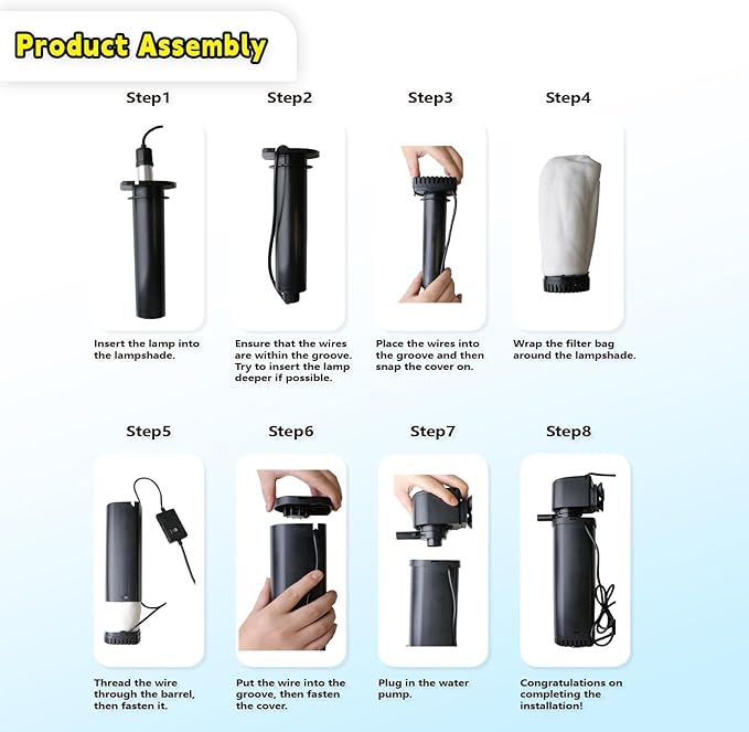 400GPH Fish Tank Filter, UV Aquarium Filter for 55-150 Gallon Turtle Tank Filter Powerful Internal Pump for Cold Plunge Saltwater Cloudywater Clear and Algae Green Killing Machine-PurrikoPets