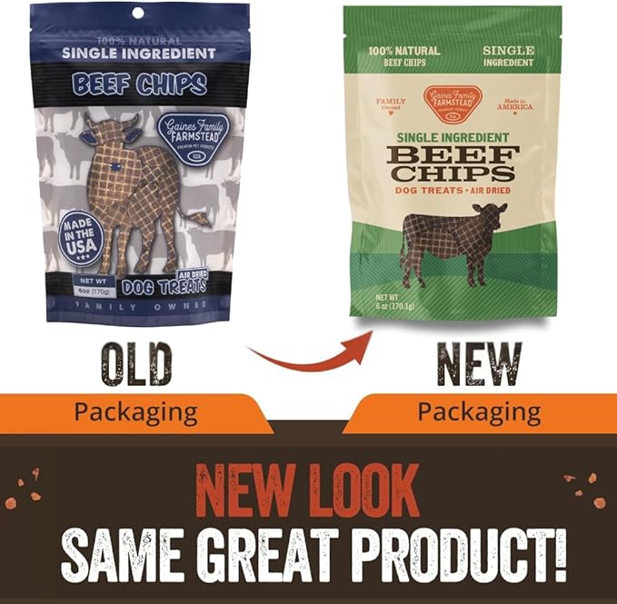 Gaines Family Farmstead Beef Chips for Dogs – 6 oz, Natural Single-Ingredient Dog Treats, High-Protein Rawhide-Free Chews, Healthy Grain-Free Snacks, Made in USA-PurrikoPets