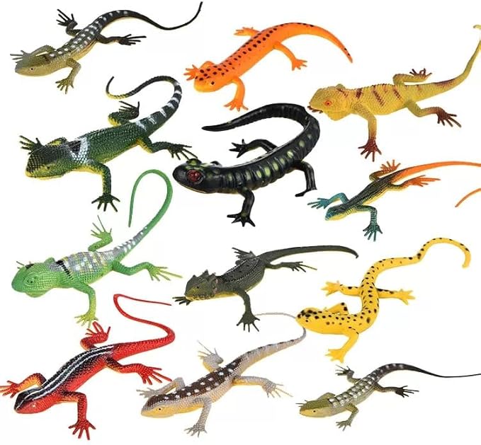 12PCS Mini Lizard Figurines Set – Small Realistic Reptile Toys, Soft Plastic Animal Models for Kids Learning, Party Favors, Diorama Decorations, and Collectors-PurrikoPets