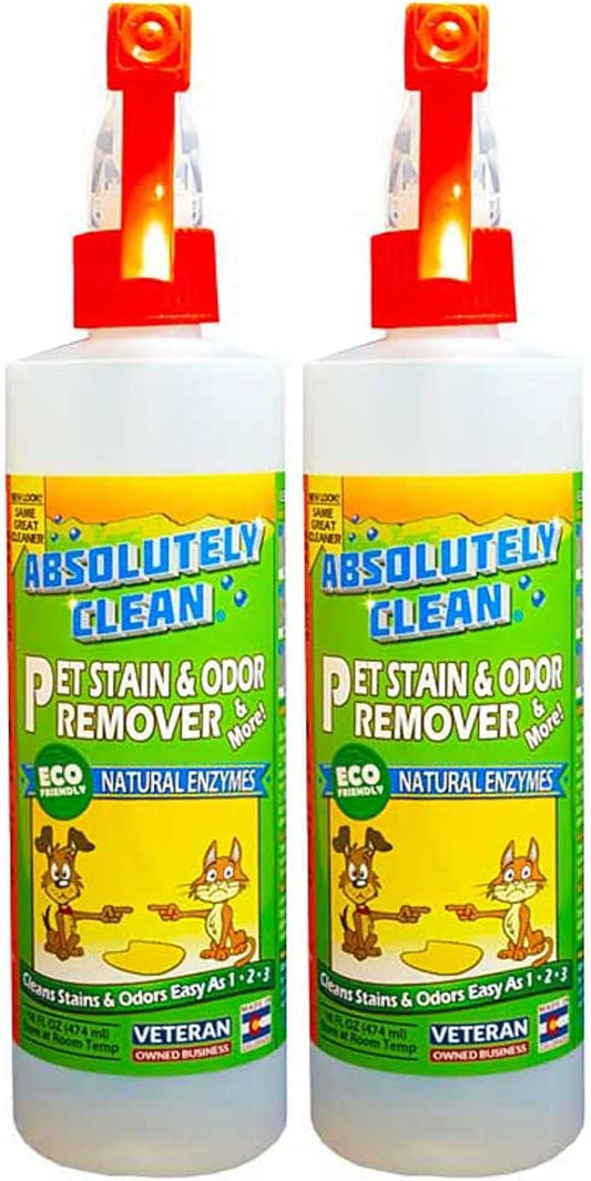 Absolutely Clean Amazing Pet Odor Eliminator for Home, Professional Strength: Natural Enzymes Remove Most Stains in 60 Seconds -Dog/Cat Urine, Vomit, Bile, Feces, Grass, Blood, Drool, More -USA Made-PurrikoPets