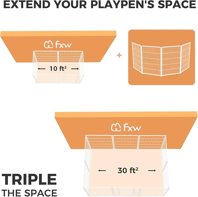 FXW Homeplus Unleashed Indoor Dog Playpen - Stress-Free and Safe Play, Heavy Duty 40 Inch 4 Wire Panels Dog Pen for Medium and Large Dogs, White│Patented-PurrikoPets