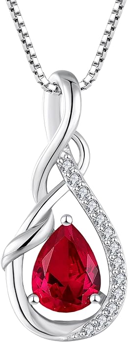 STARCHENIE Infinity Teardrop Pendant Necklace for Women 925 Sterling Silver Birthstone Jewelry