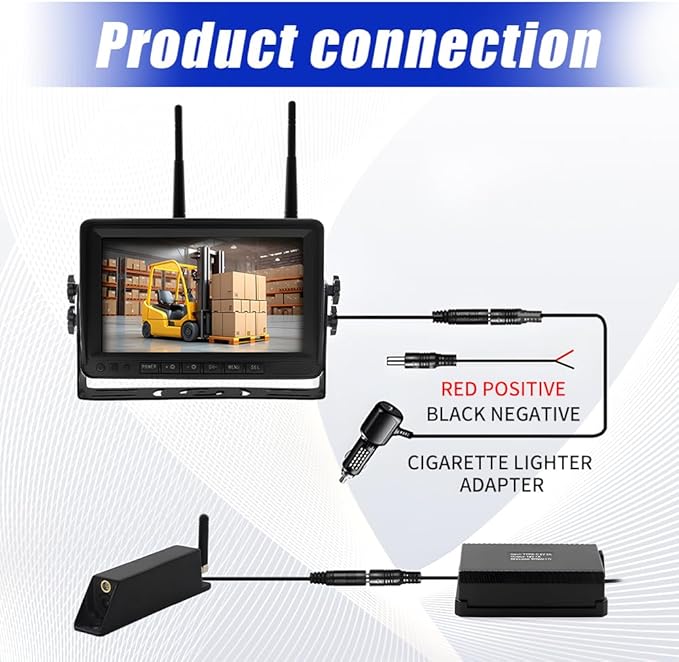 7-inch Forklift Reversing Monitor, HD Night Vision 1080P Magnetic Wireless Reversing Camera, Waterproof IP68, IR Laser Positioning Camera for Forklifts, Vans, Trucks and Trailers-PurrikoPets