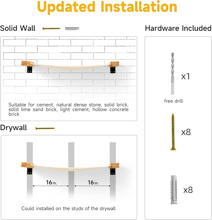 FUKUMARU Cat Wall Furniture, 34 x 13 inch Cats Hammock Shelves, Rubberwood Kitten Window Perch, Easy DIY Installation-PurrikoPets