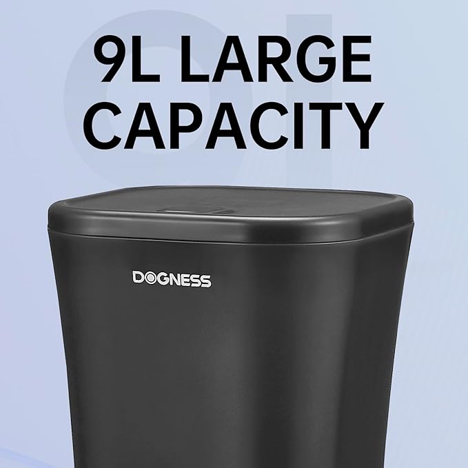 DOGNESS 9L Dog Feeders for Large Dogs, Automatic Dog Feeder with Timer Extra Large, Programmable Auto Pet Food Dispenser Feeder, Portion Control, Voice Recording, Battery and Plug-in Power (Black)-PurrikoPets