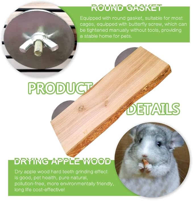 2Pcs Hamster Ledges Wooden Platform Rat Climb Platform Shelf Bird Perch Stand Toys Cage Accessories for Rat Squirrel Gerbil Suger Glider 2.6" X 5.9"-PurrikoPets